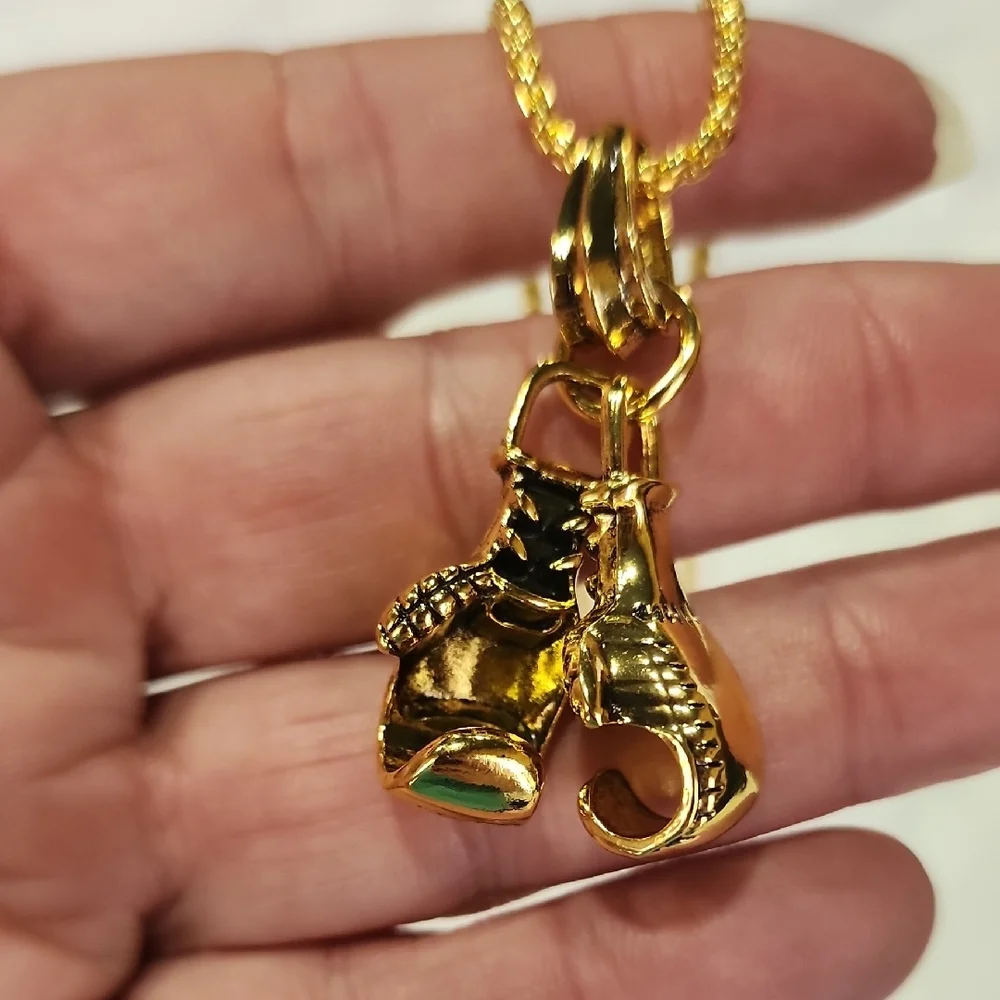 Gold Boxing Gloves Pendant Necklace